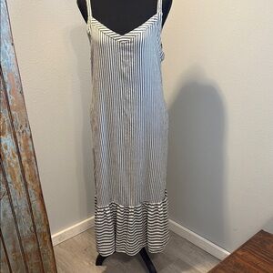 Paper Crane Gray and White Striped Dress